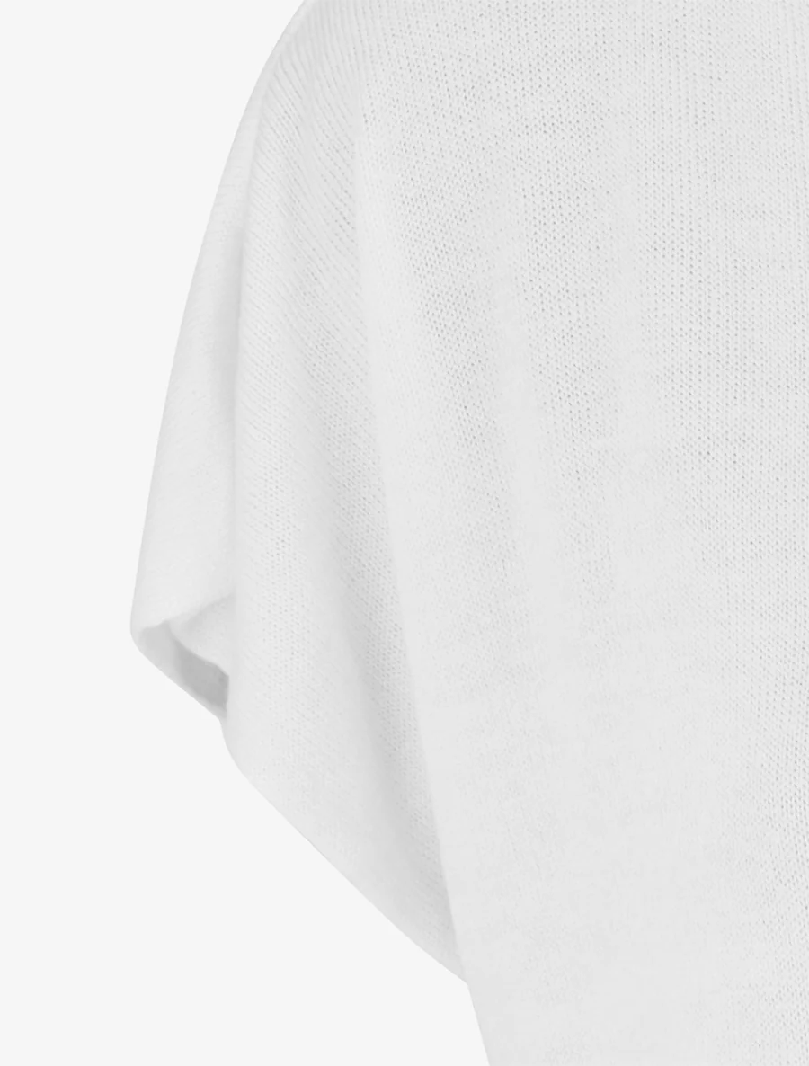 Pull fin uni en maille - Blanc - Image 3