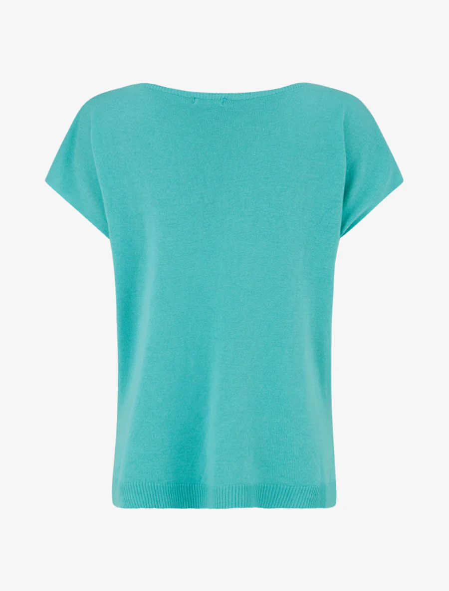 Pull fin uni en maille - Vert d'eau - Image 2