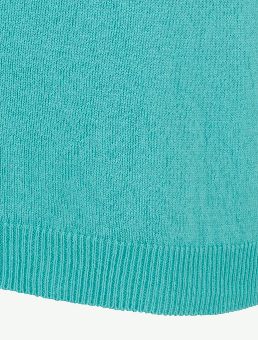 Pull fin uni en maille - Vert d'eau - Image 3