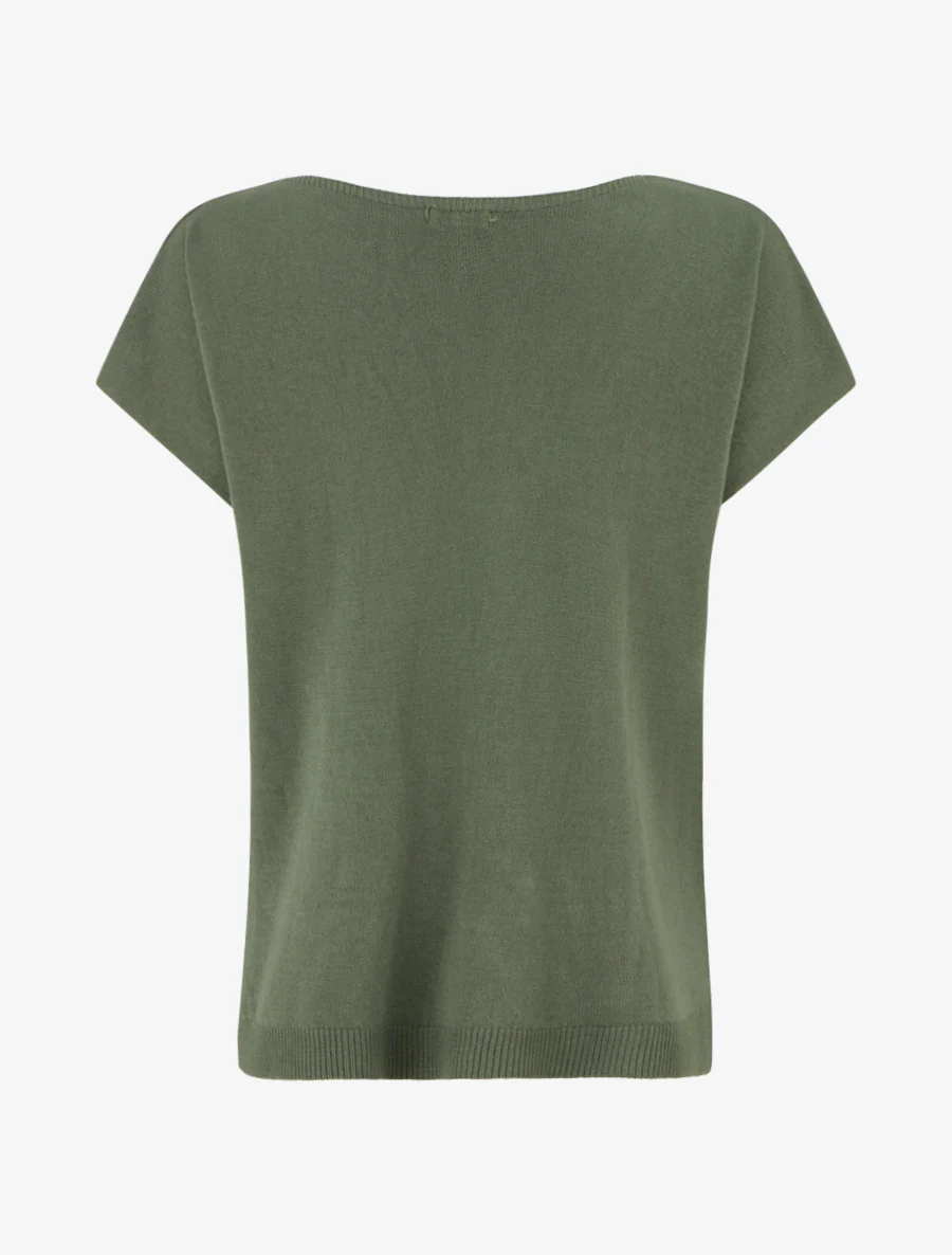 Pull fin uni en maille - Kaki - Image 2