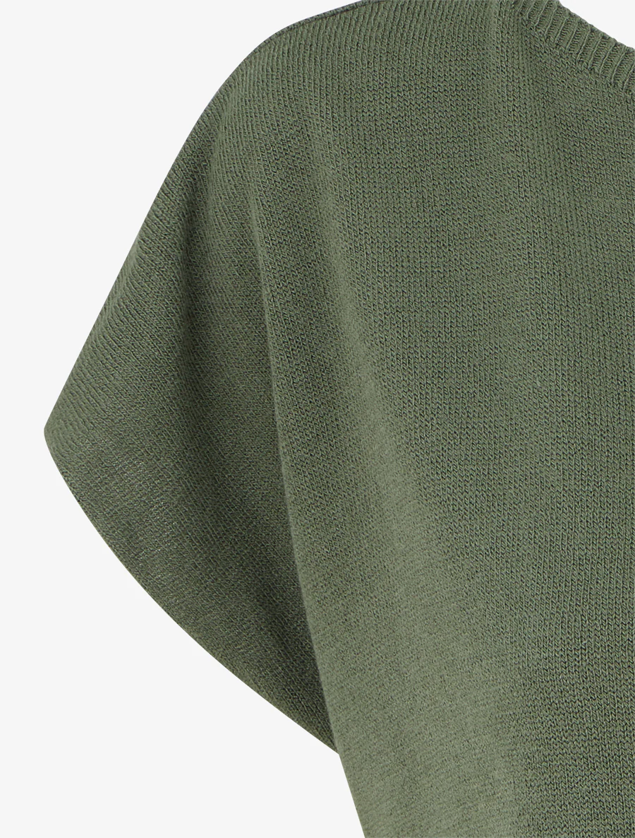 Pull fin uni en maille - Kaki - Image 3