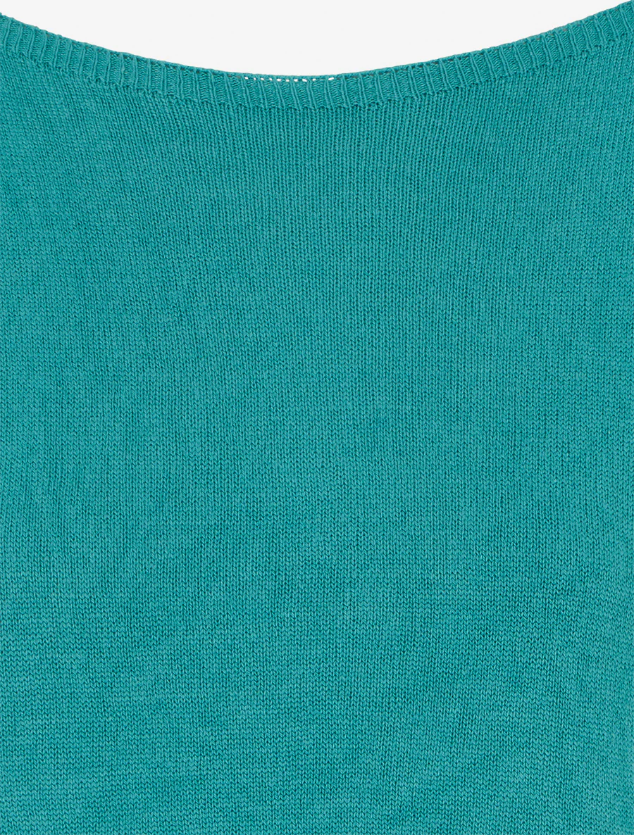 Pull fin uni en maille - Turquoise - Image 3