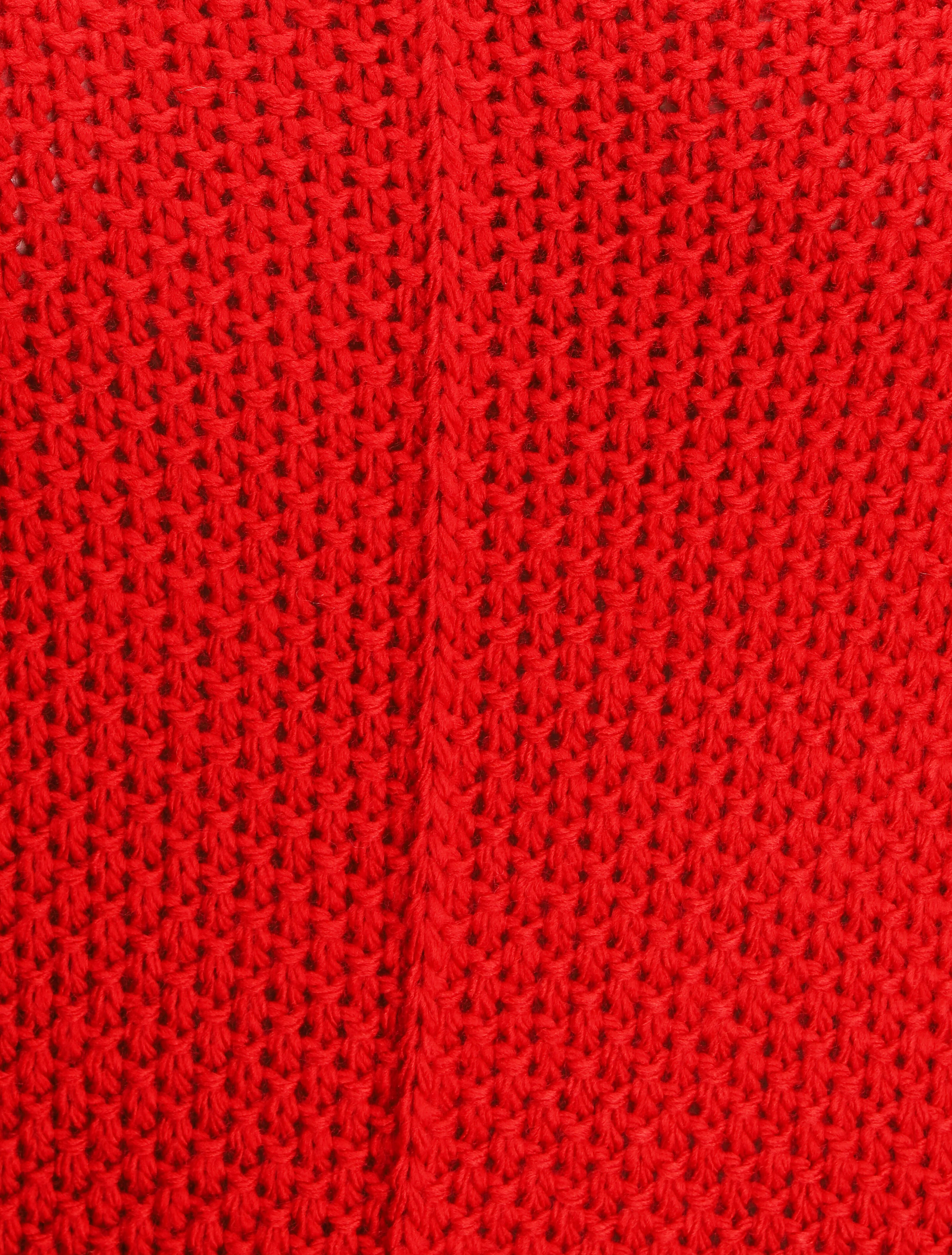 Pull grosse maille à manches 3/4 - Rouge - Image 3