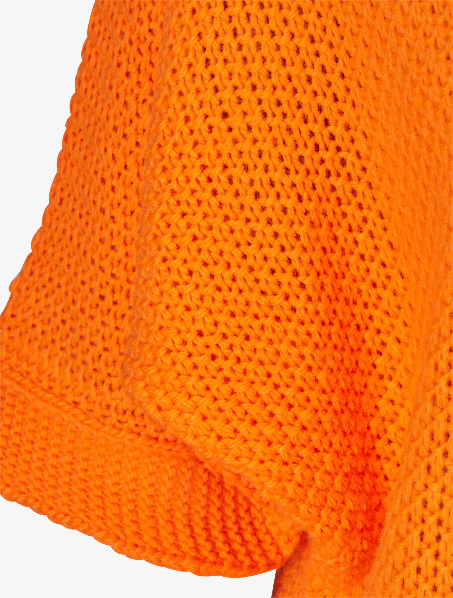 Pull grosse maille à manches 3/4 - Orange fluo - Image 3