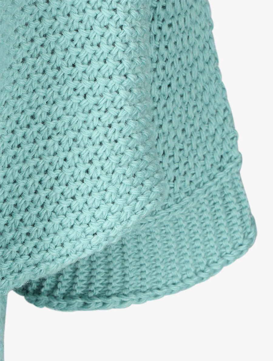 Pull grosse maille à manches 3/4 - Bleu ciel - Image 3