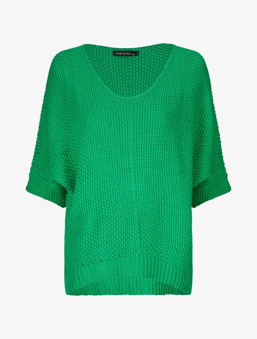 Pull grosse maille à manches 3/4 - Vert