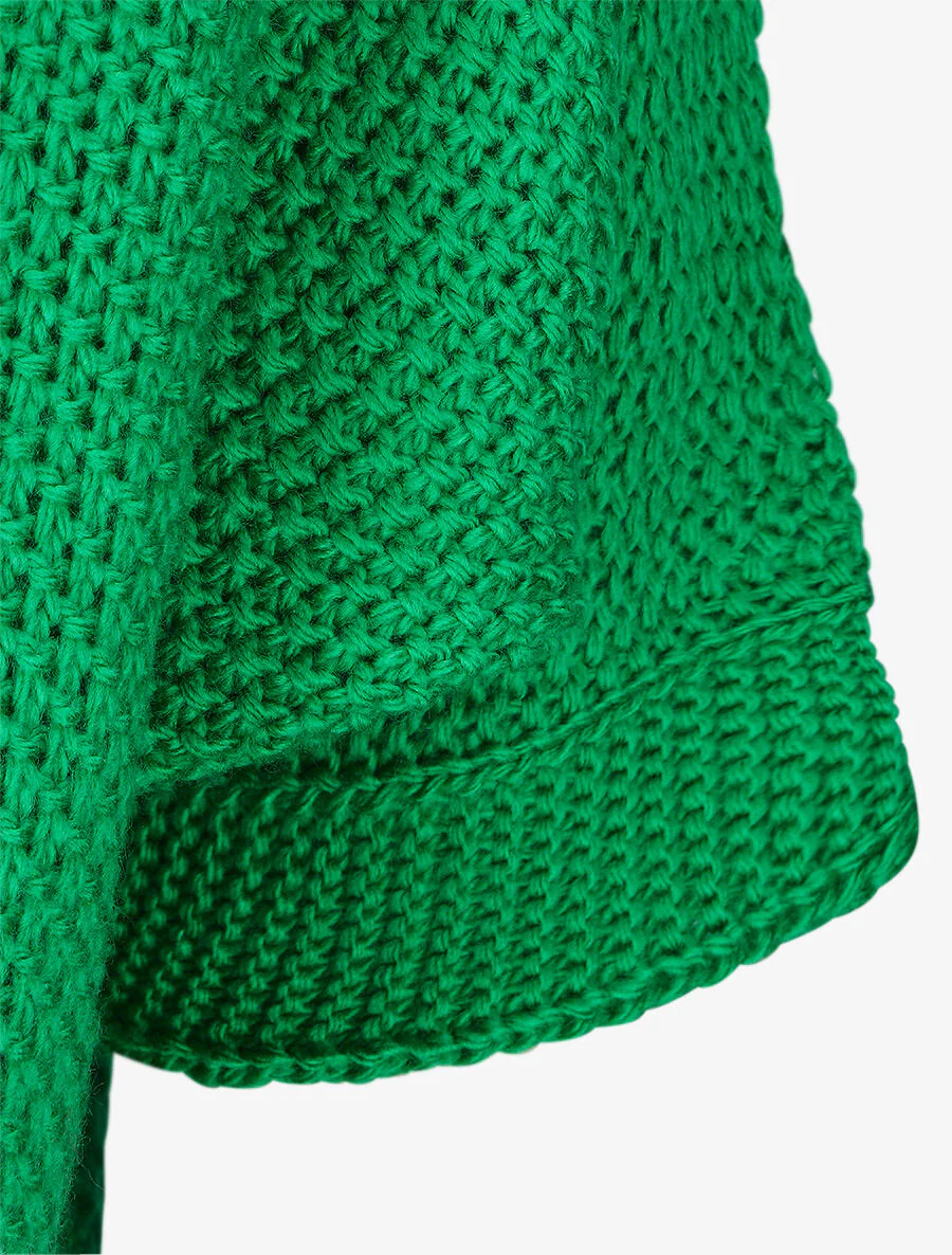 Pull grosse maille à manches 3/4 - Vert - Image 3