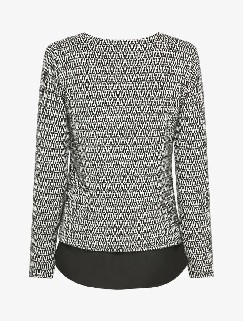 Pull imprimé à superposition - Noir/blanc - Image 2