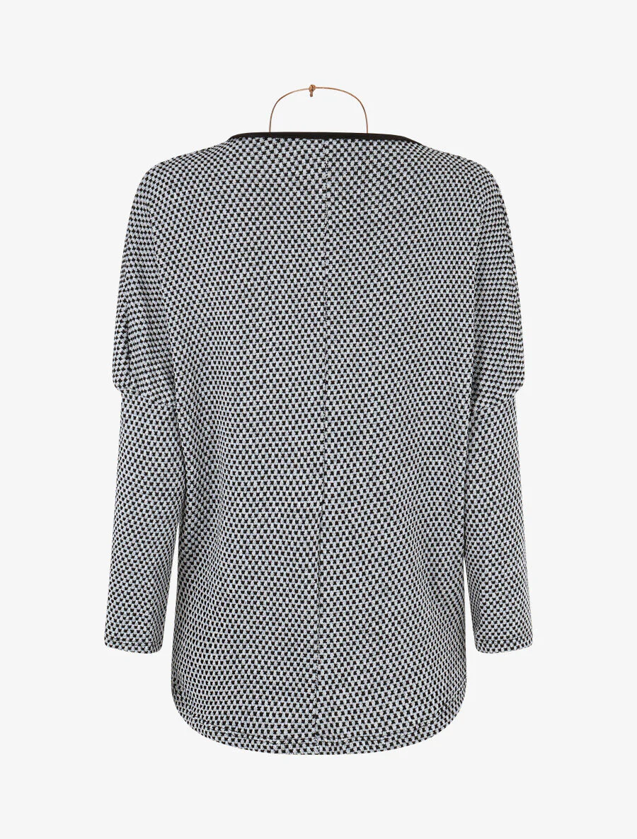 Pull imprimé fantaisie à col bénitier - Noir - Image 2