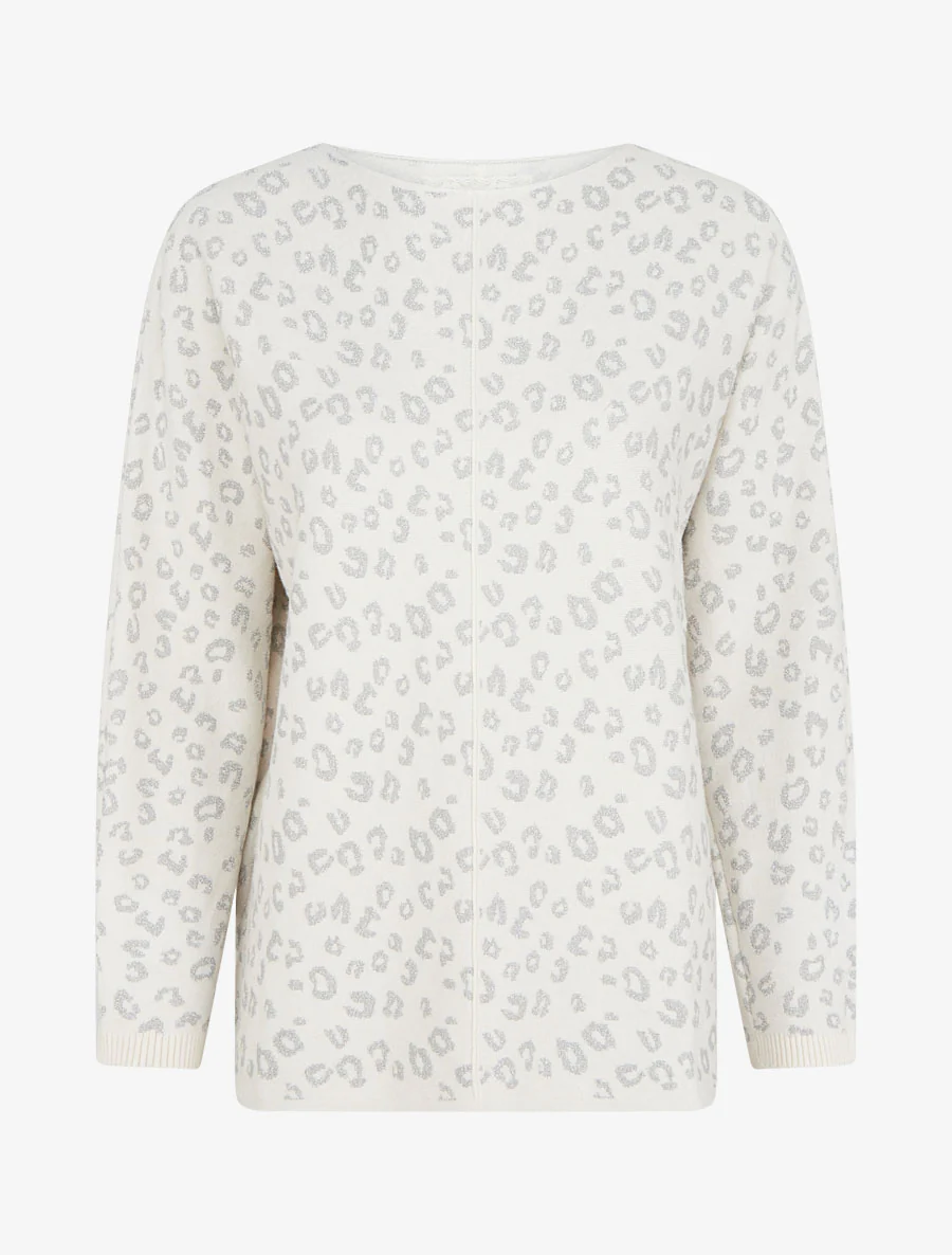 Pull imprimé léopard irisé - Écru