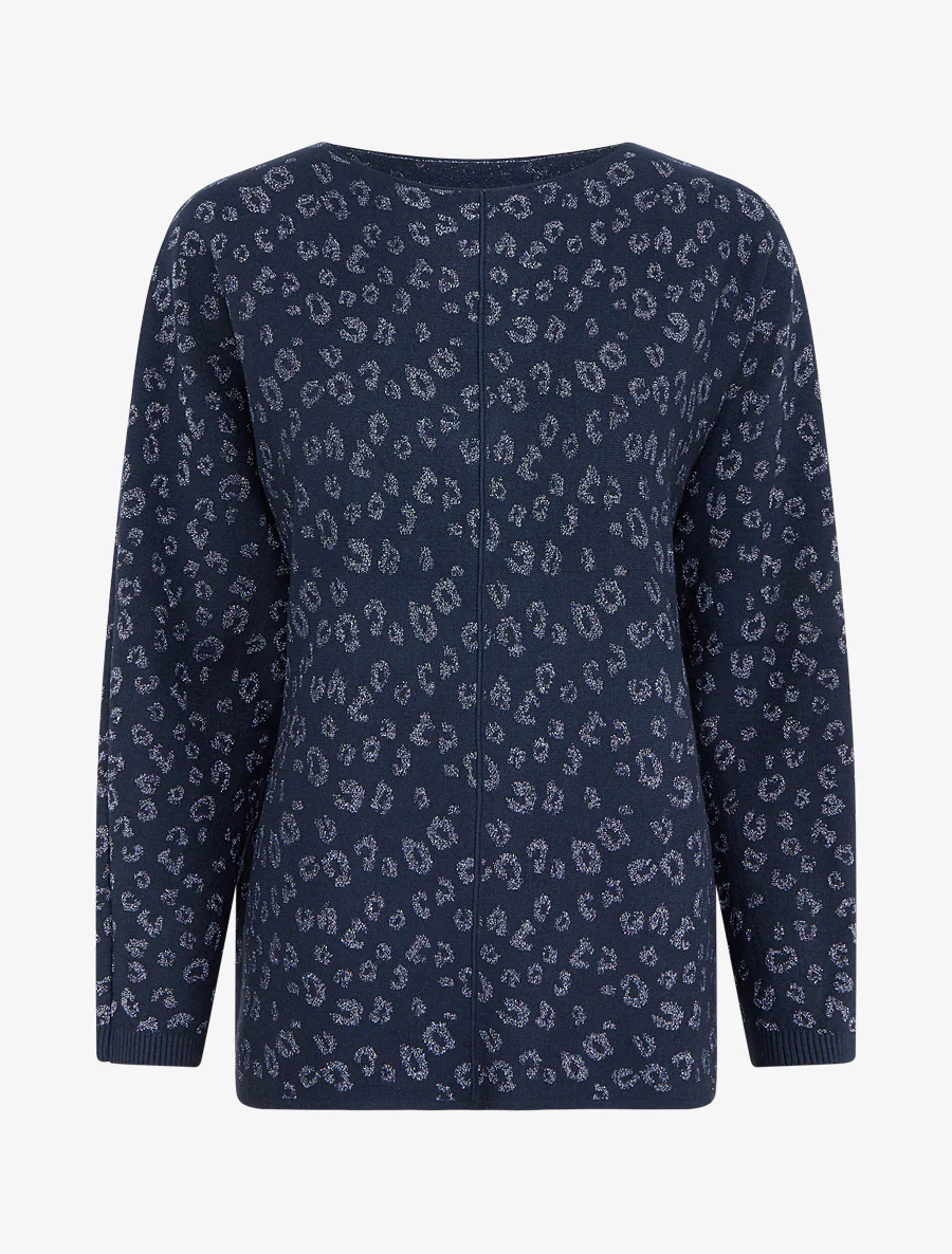 Pull imprimé léopard irisé - Marine