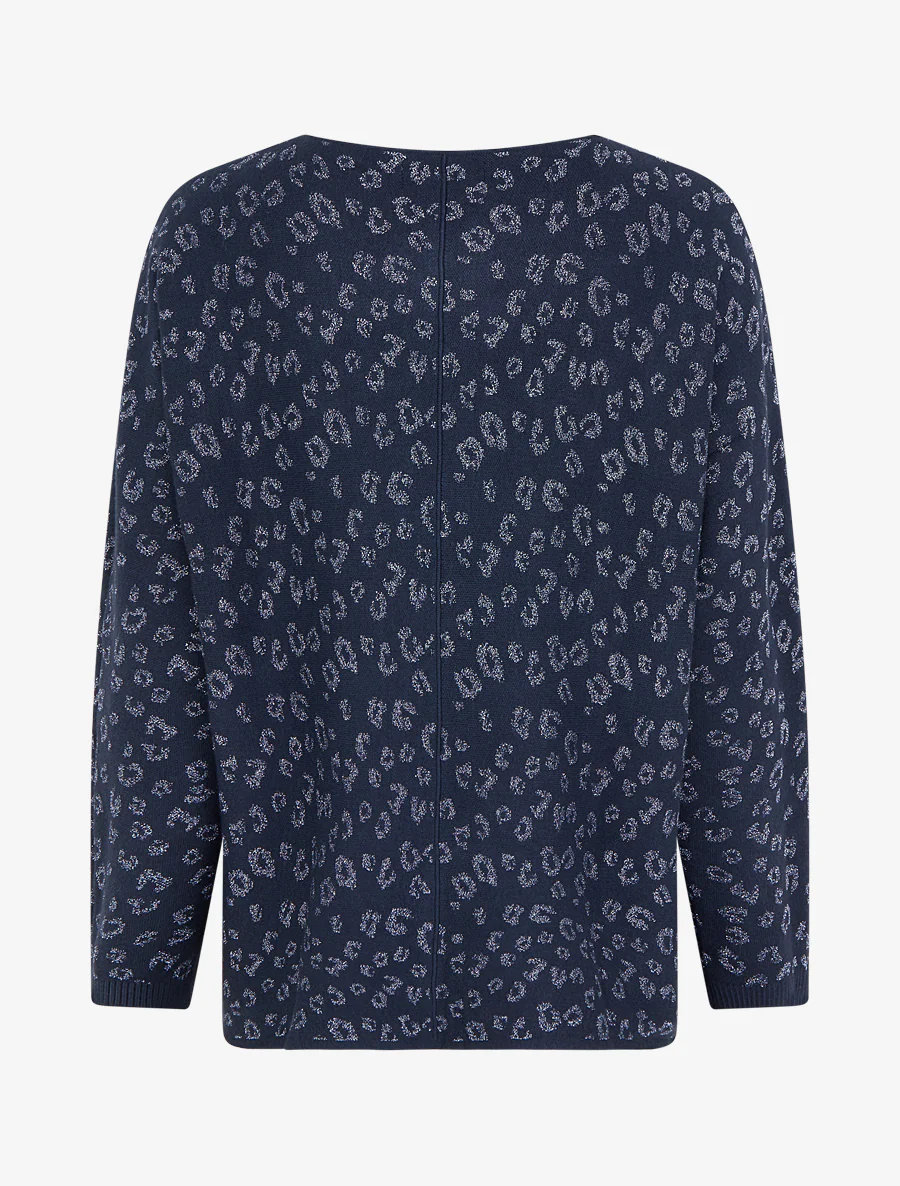Pull imprimé léopard irisé - Marine - Image 2
