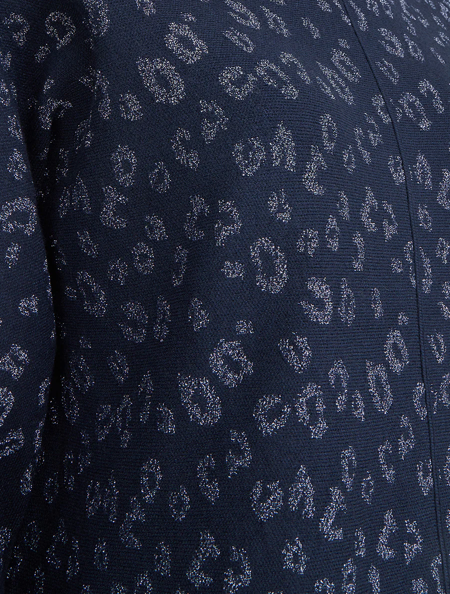 Pull imprimé léopard irisé - Marine - Image 3