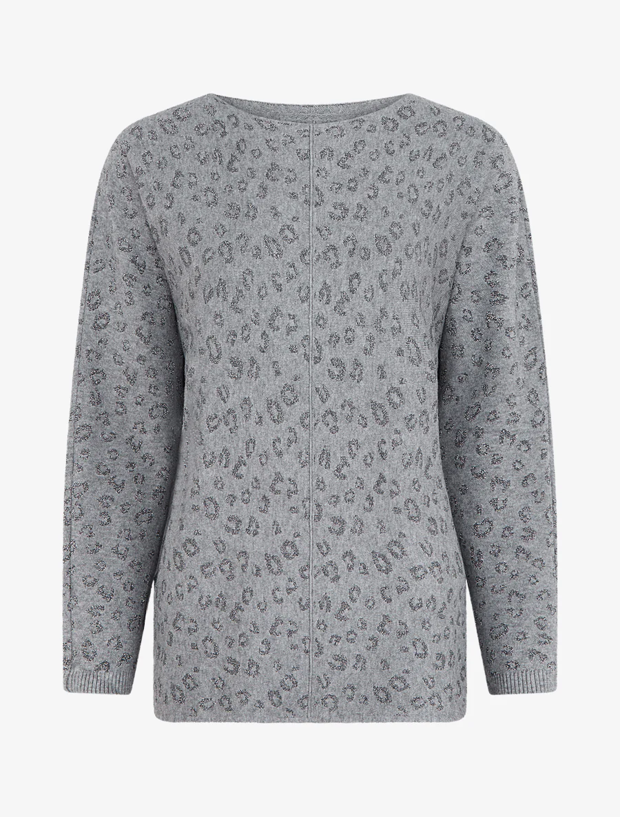 Pull imprimé léopard irisé - Gris