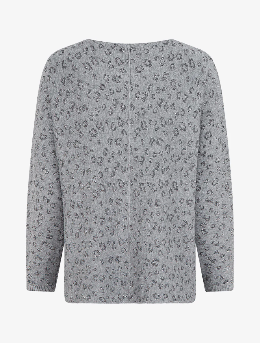 Pull imprimé léopard irisé - Gris - Image 2