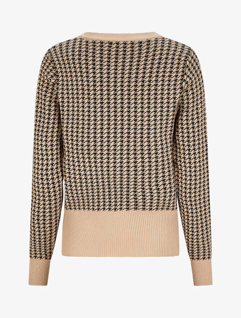 Pull imprimé pied-de-coq - Camel/noir - Image 2