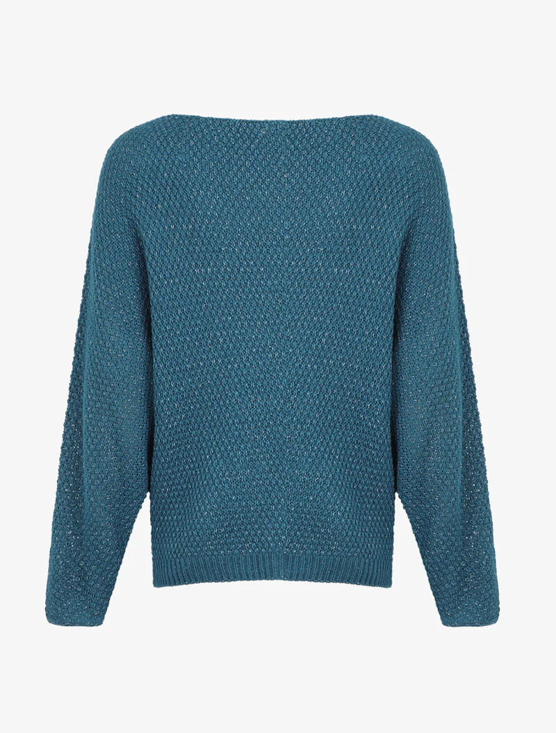 Pull irisé à col bateau - Bleu canard - Image 2