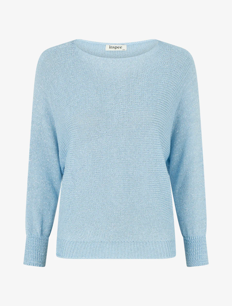 Pull irisé à manches chauve-souris - Bleu ciel