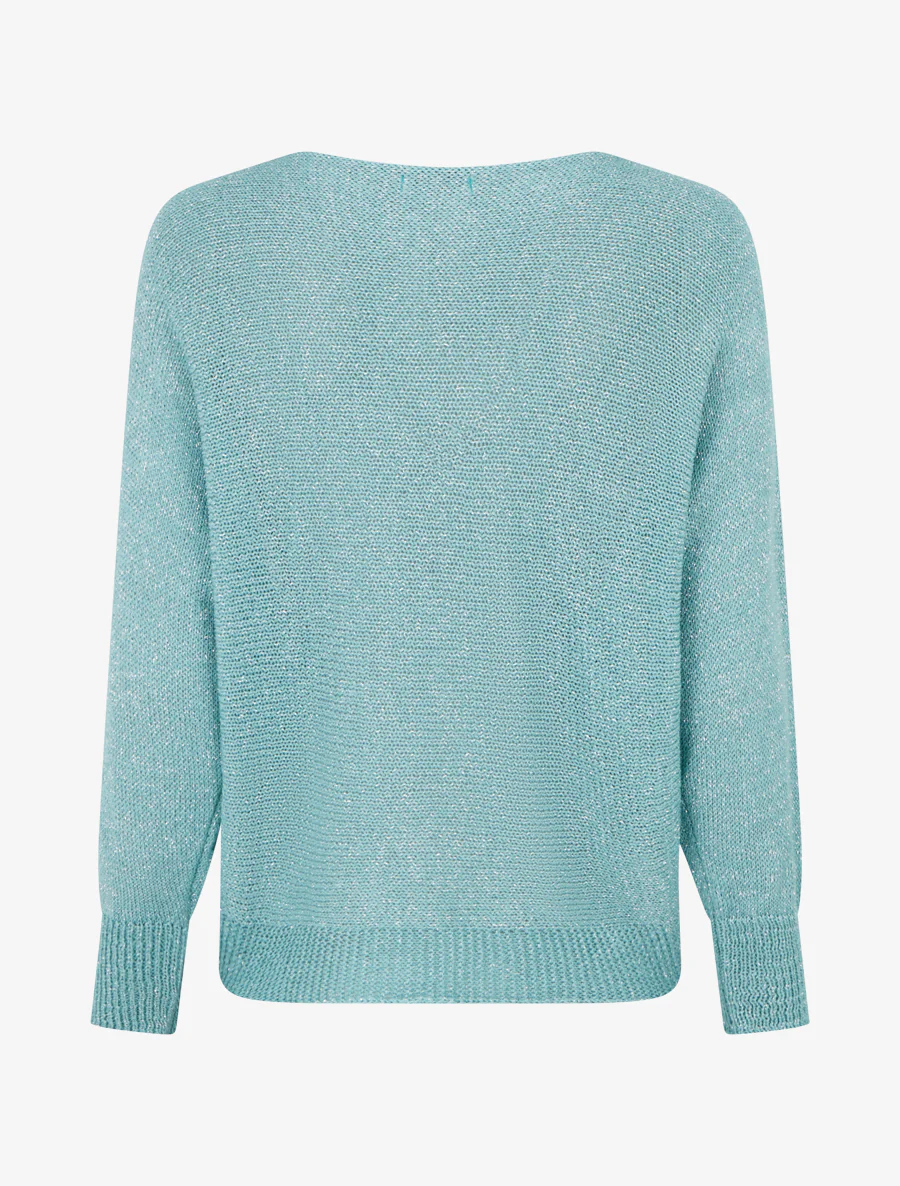 Pull irisé à manches chauve-souris - Turquoise - Image 2
