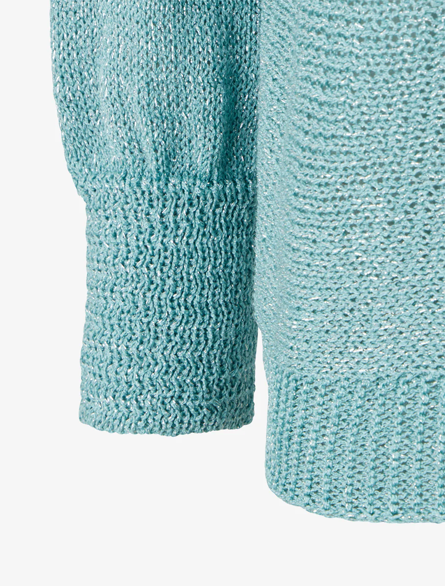 Pull irisé à manches chauve-souris - Turquoise - Image 3