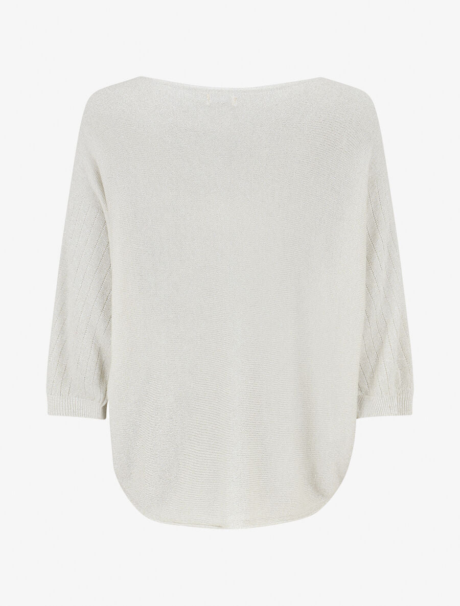Pull irisé à manches style chauves-souris - Beige - Image 2