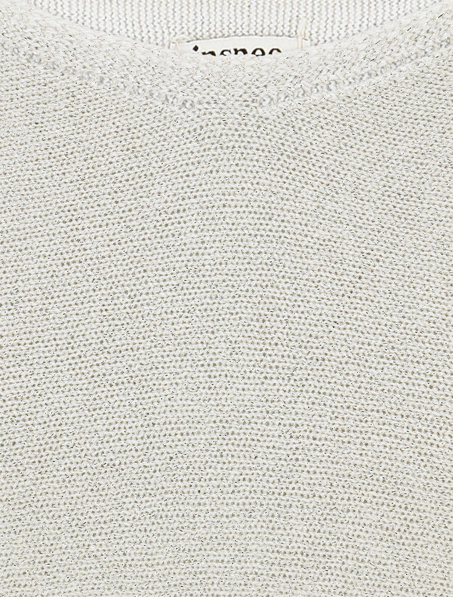 Pull irisé à manches style chauves-souris - Beige - Image 3