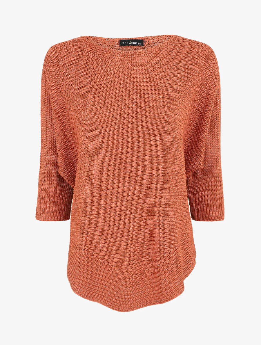 Pull irisé col bateau - Orange