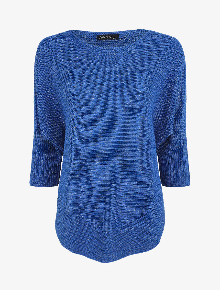Pull irisé col bateau - Bleu électrique