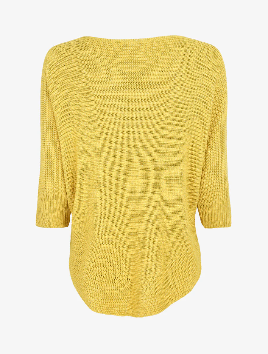 Pull irisé col bateau - Jaune - Image 2