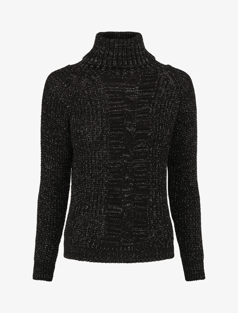 Pull irisé droit à col roulé - Noir