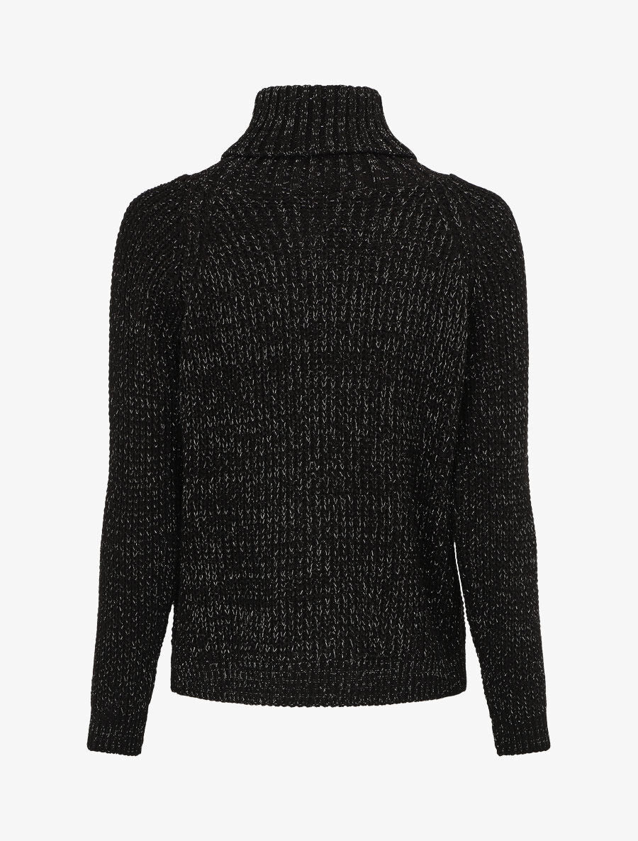 Pull irisé droit à col roulé - Noir - Image 2