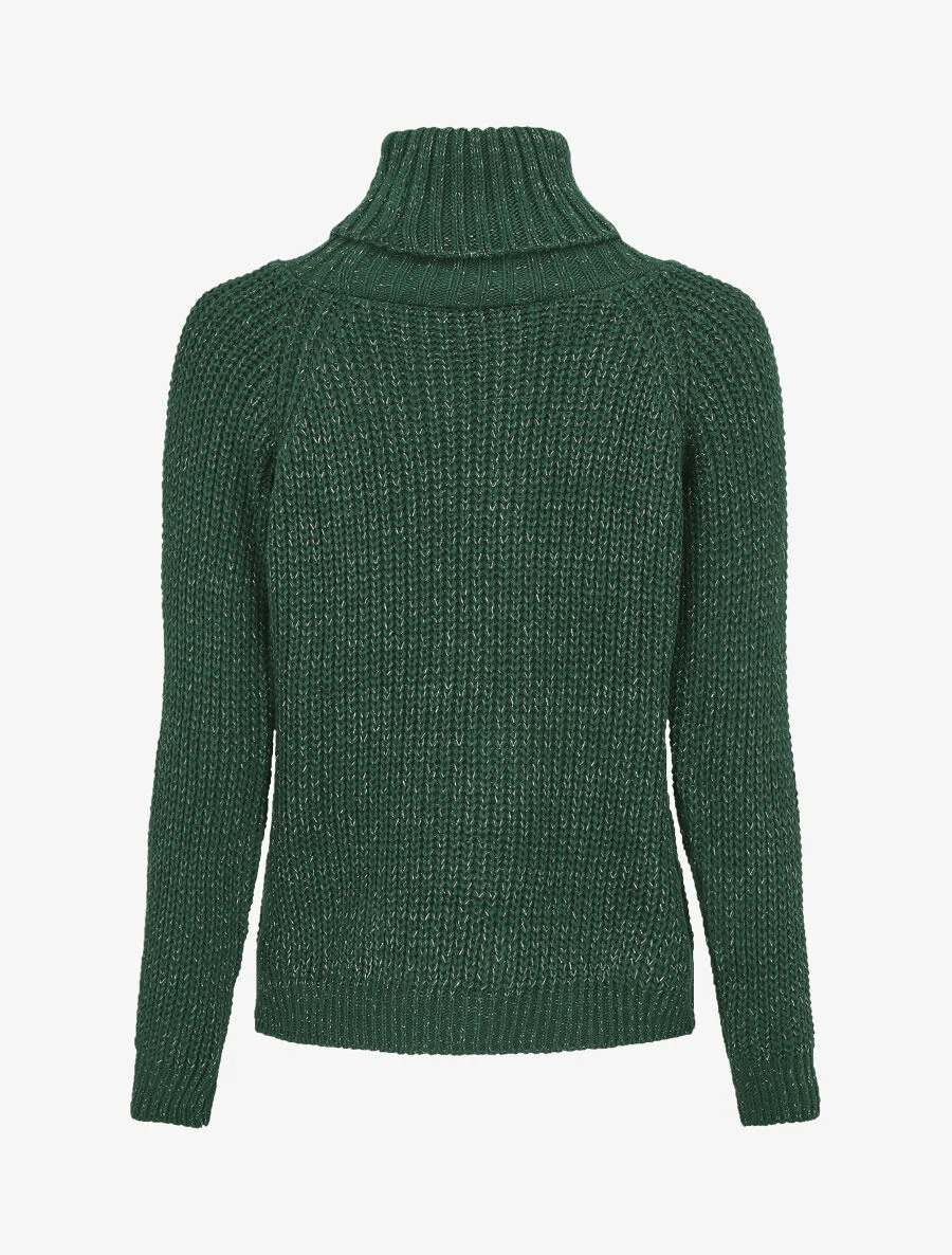 Pull irisé droit à col roulé - Vert sapin - Image 2