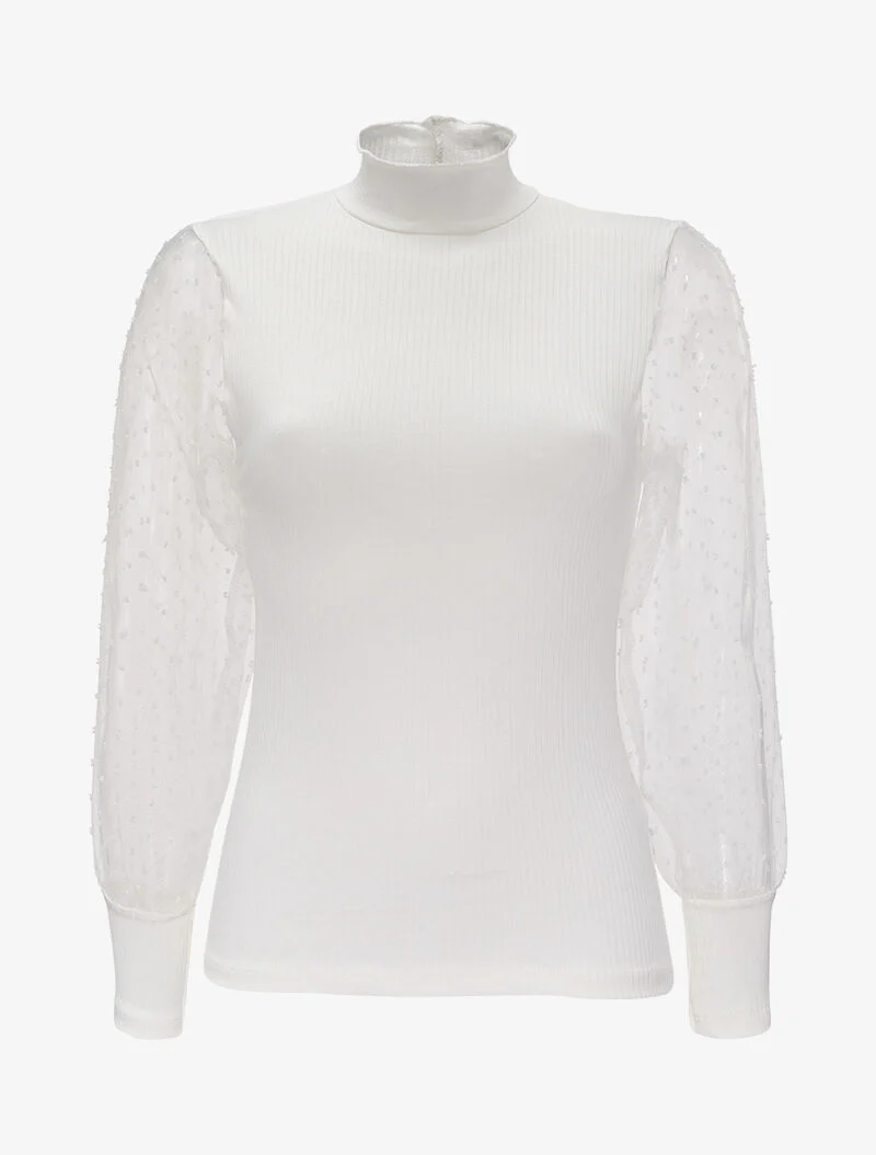 Pull léger à col ondulé - Blanc