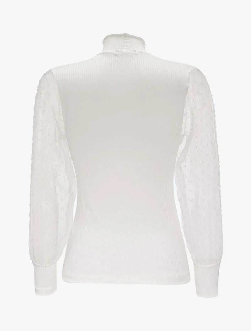 Pull léger à col ondulé - Blanc - Image 2