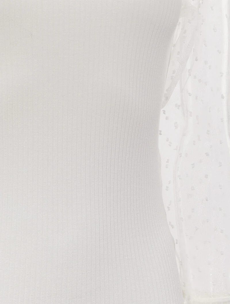 Pull léger à col ondulé - Blanc - Image 3