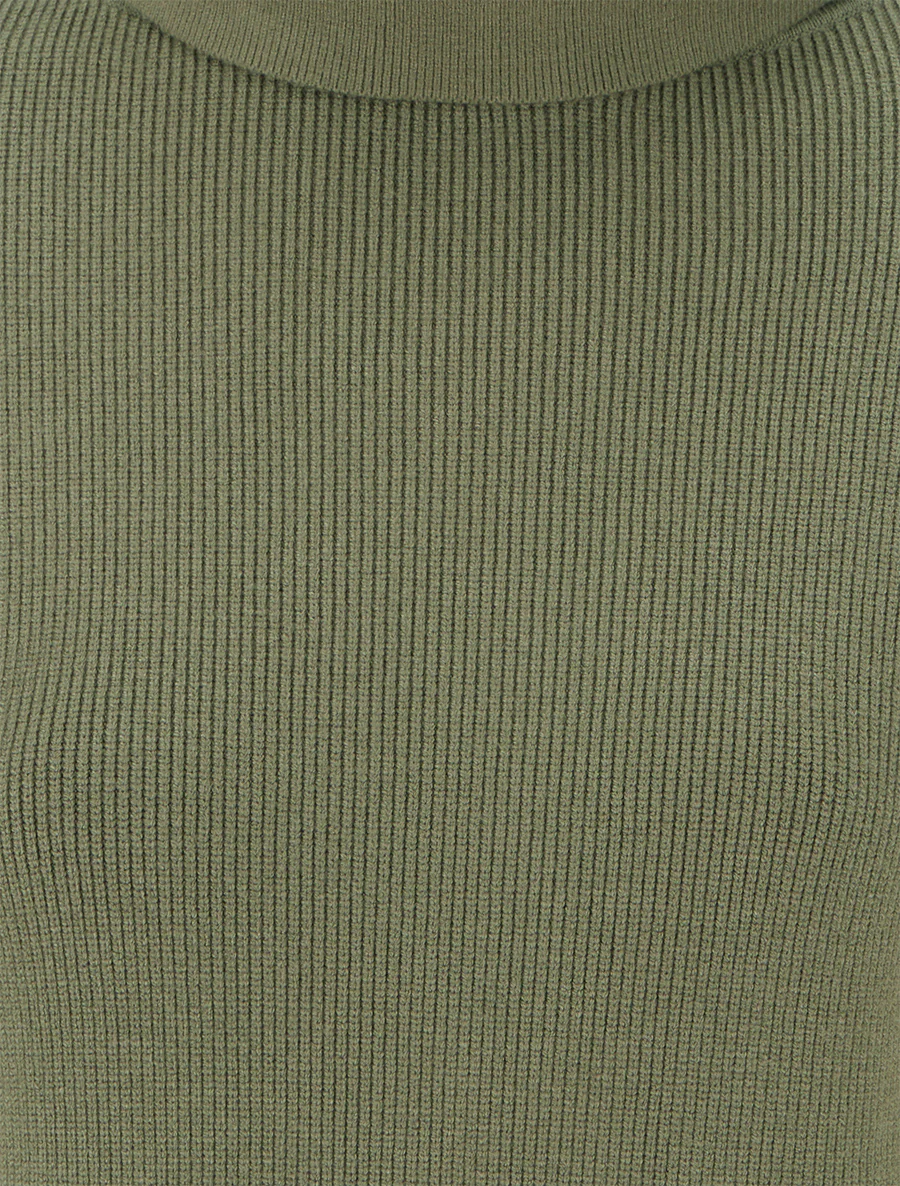 Pull long à boutons décoratifs aux manches - Kaki - Image 4