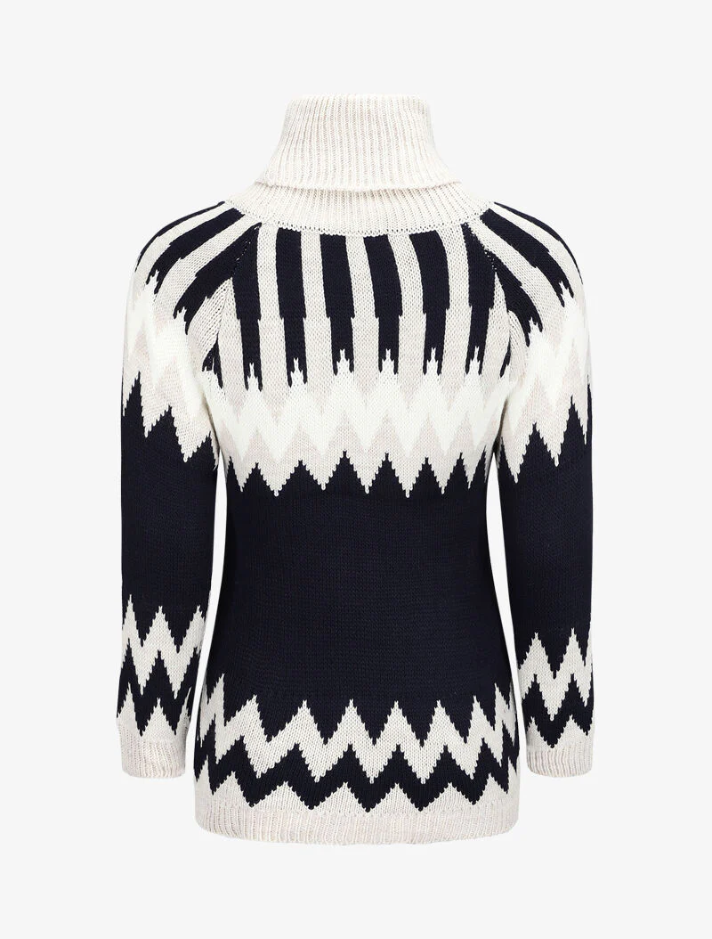 Pull long à col roulé et motifs géométriques - Beige - Image 2