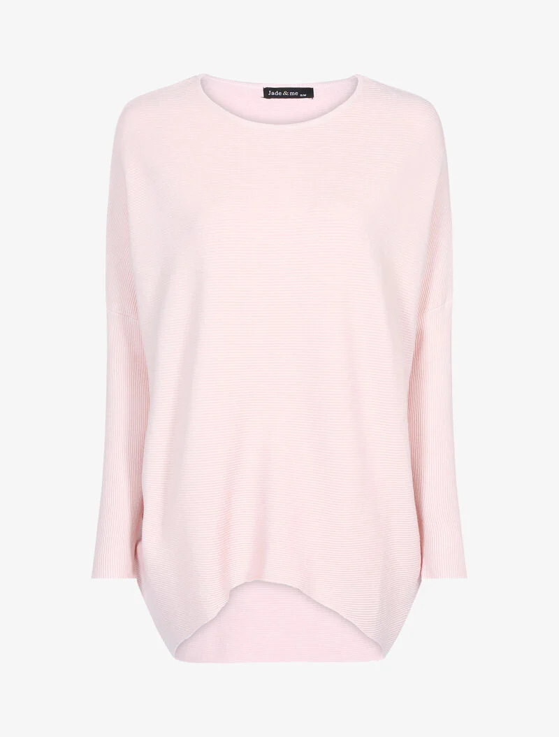 Pull long coupe loose - rose poudré - rose orange