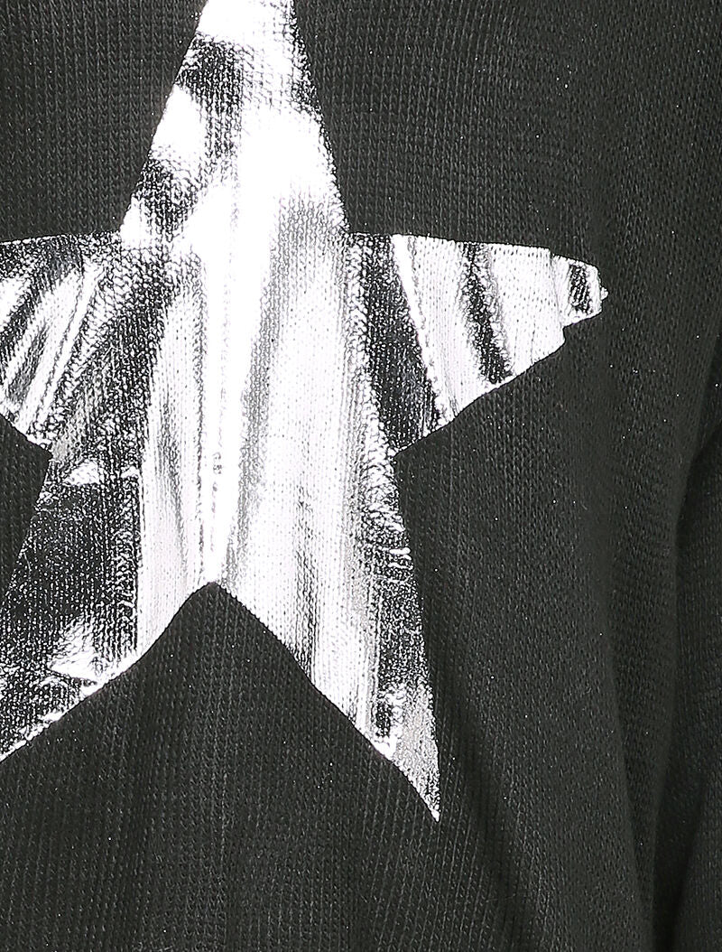 Pull long oversize à motif étoile argentée - Noir - Image 3
