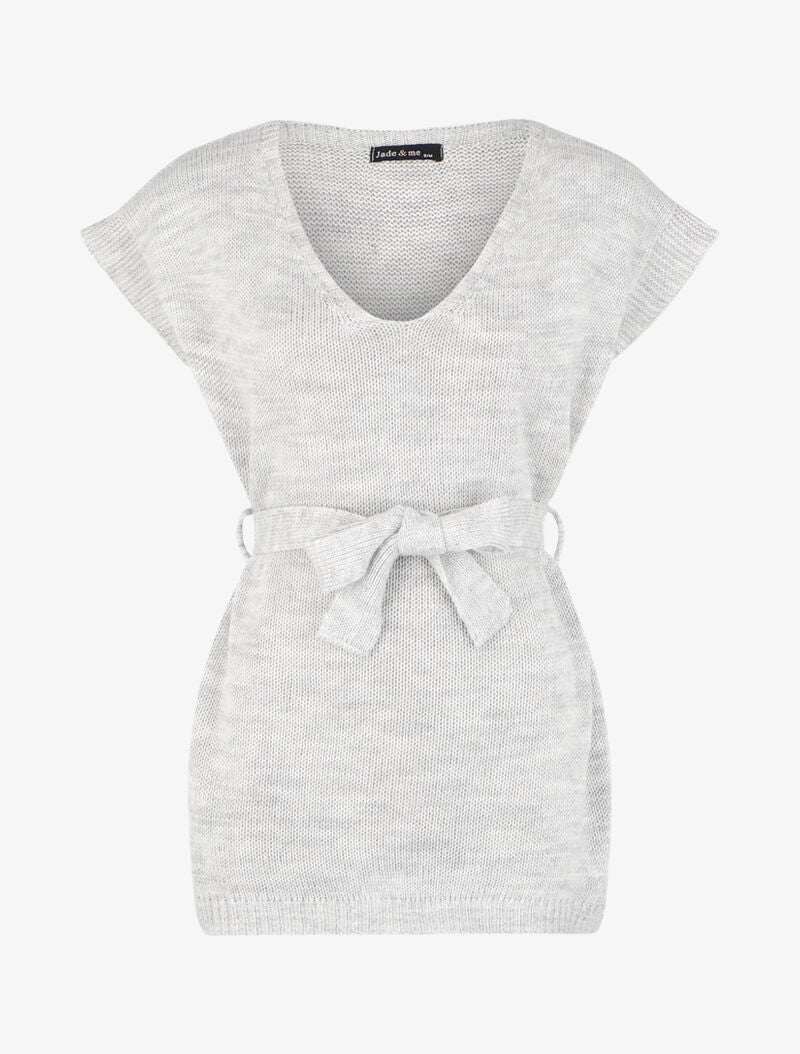 Pull long oversize en maille - Gris clair