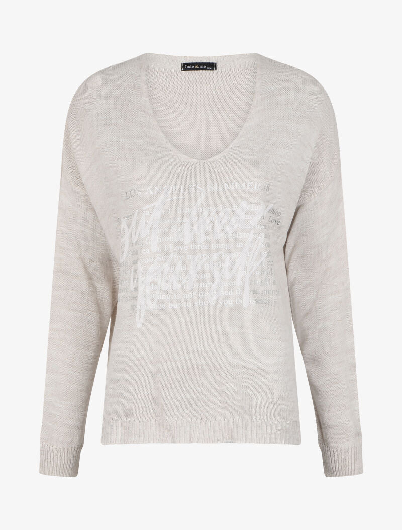 Pull long oversize imprimé "out dream yourself" - Beige