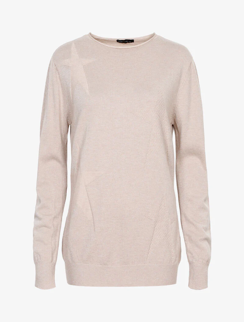 Pull long pailleté étoilé - beige
