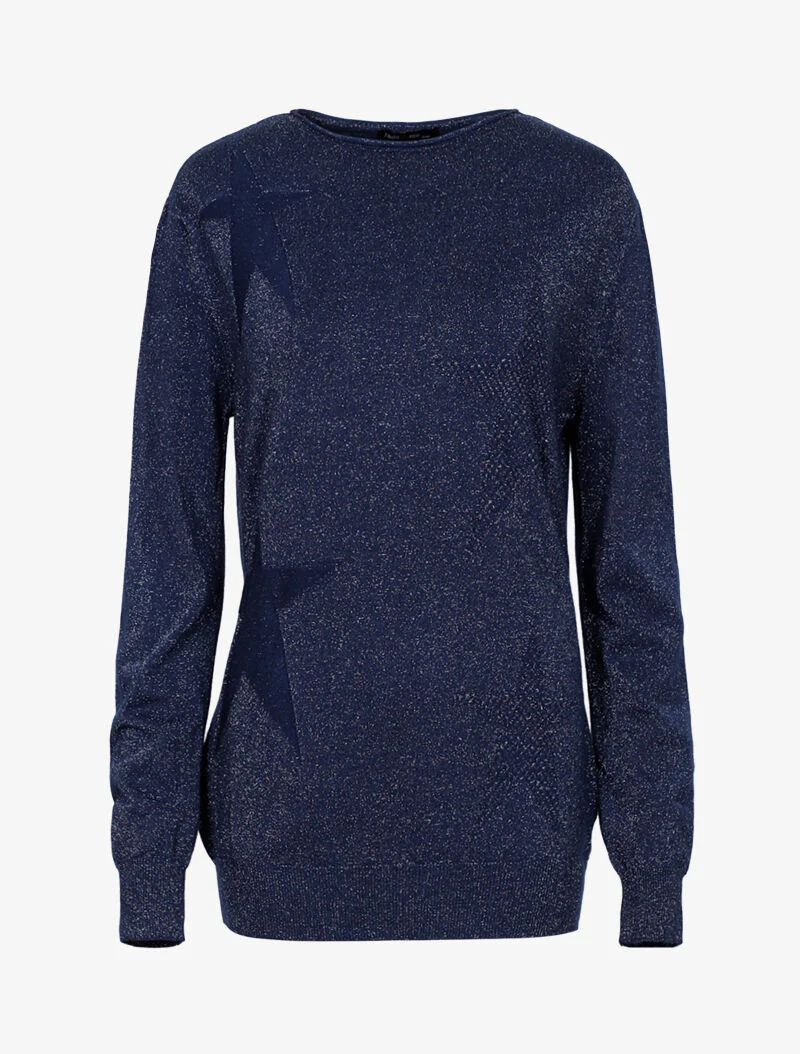 Pull long pailleté étoilé - bleu nuit