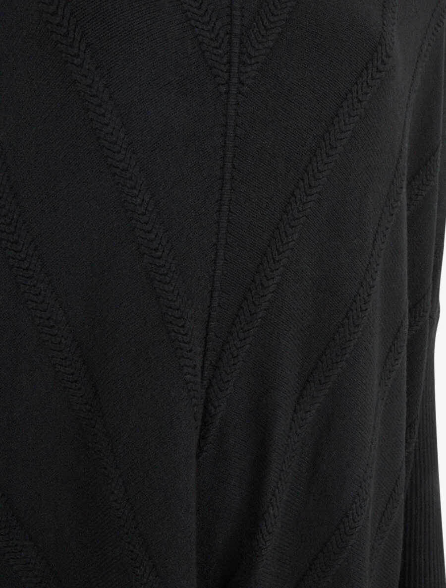 Pull long uni à col roulé - Noir - Image 3