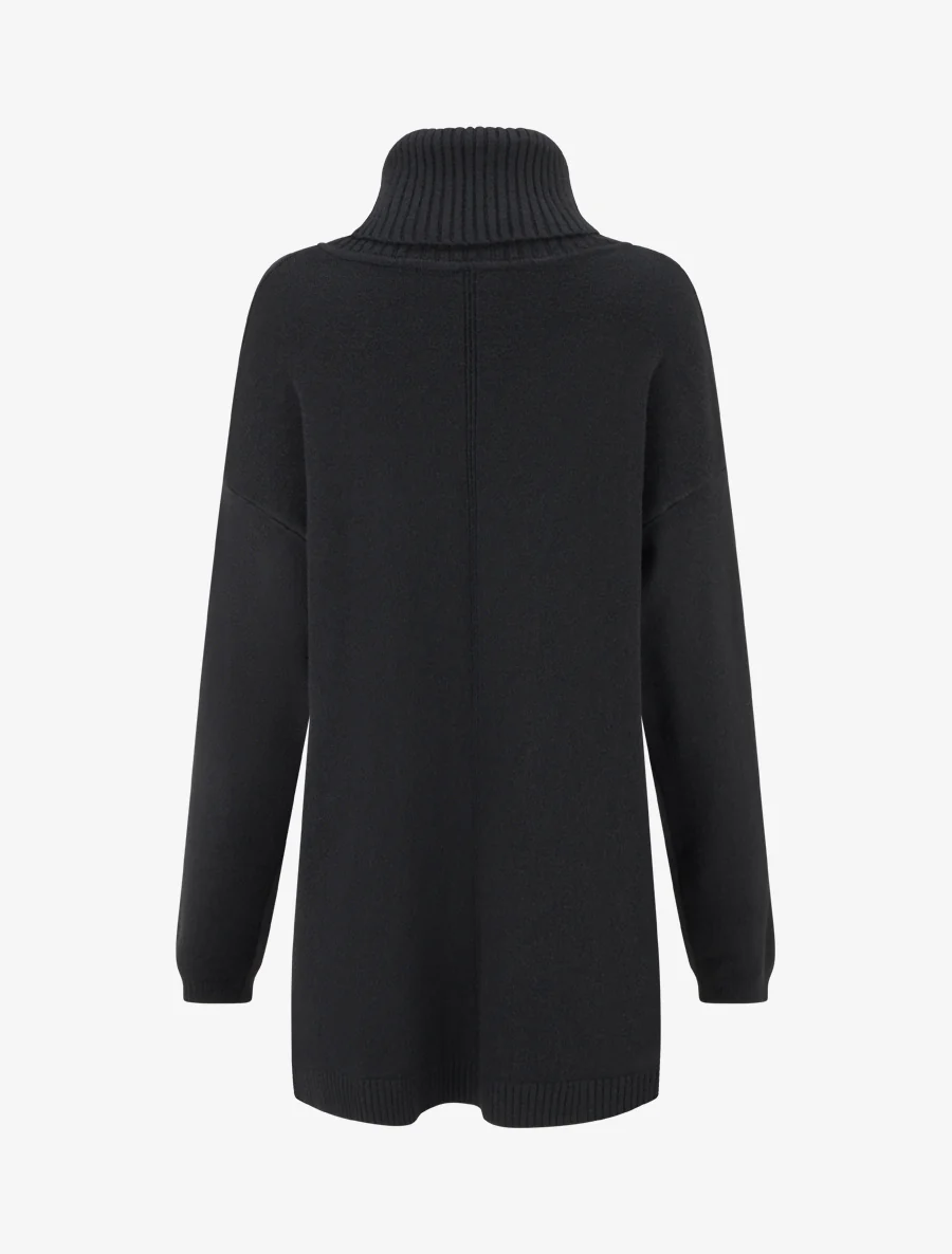 Pull long uni à poches - Noir - Image 2