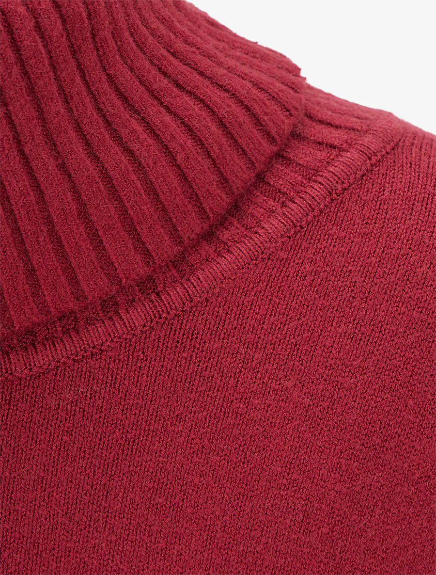 Pull long uni à poches - Bordeaux - Image 3