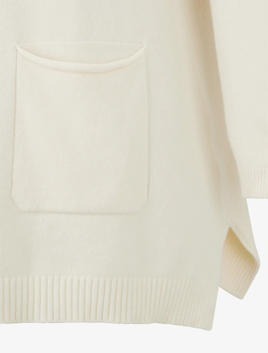 Pull long uni à poches - Crème - Image 3