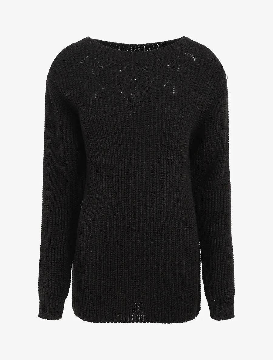 Pull long uni - Noir