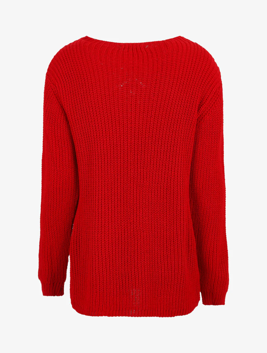 Pull long uni - Rouge - Image 2
