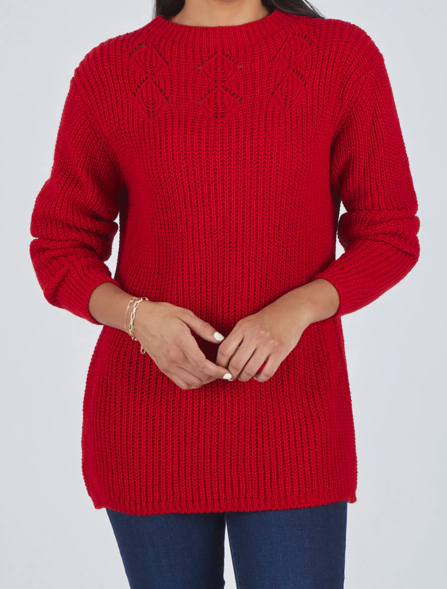 Pull long uni - Rouge - Image 4